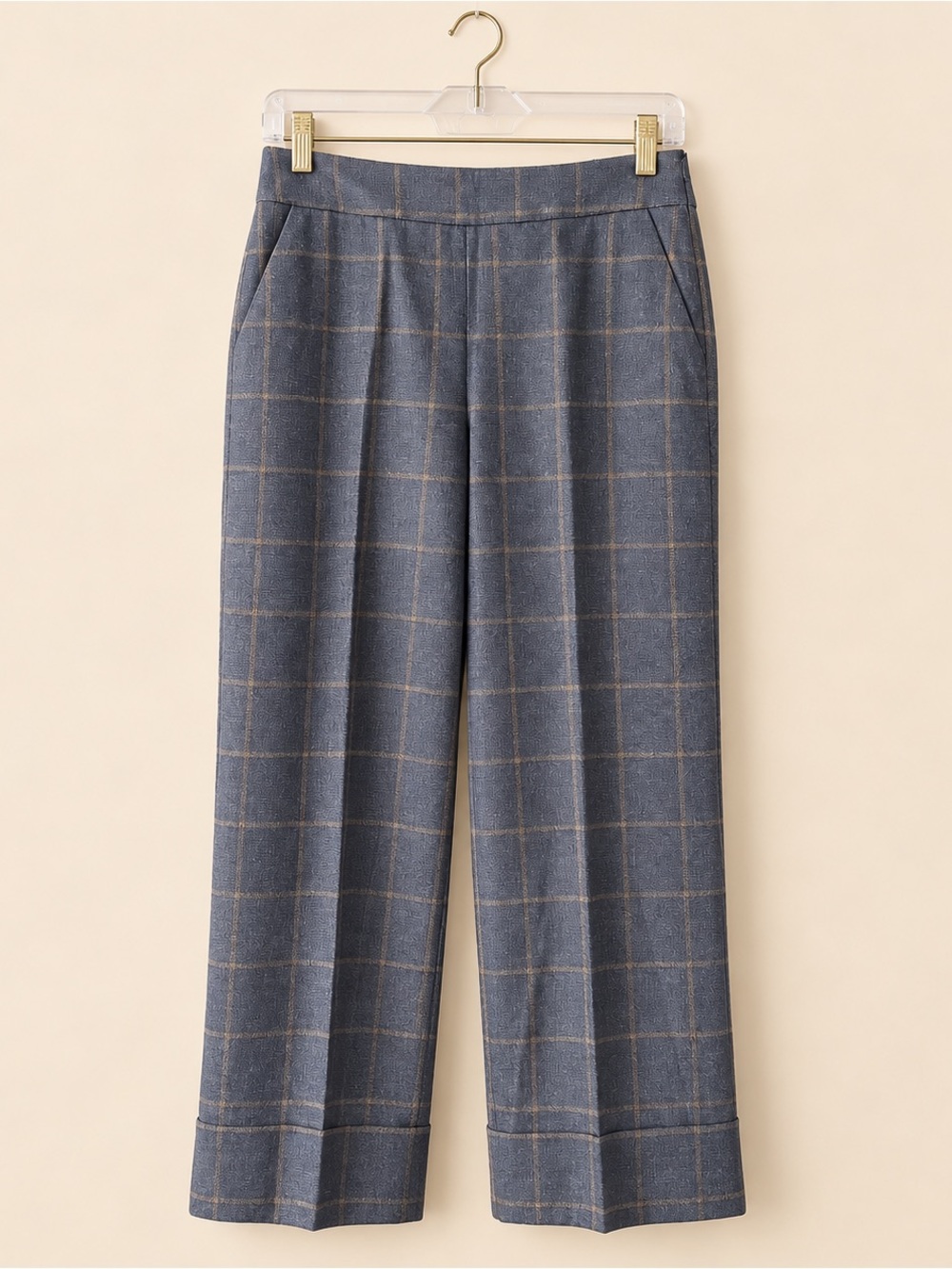 Quiet Luxury GrandpaCore Italian Wool Peserico Checked Wide-Leg Pants 42 (6)